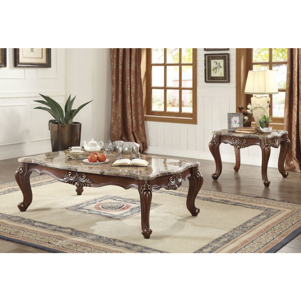 Shalisa Marble Top & Walnut Finish Coffee Table