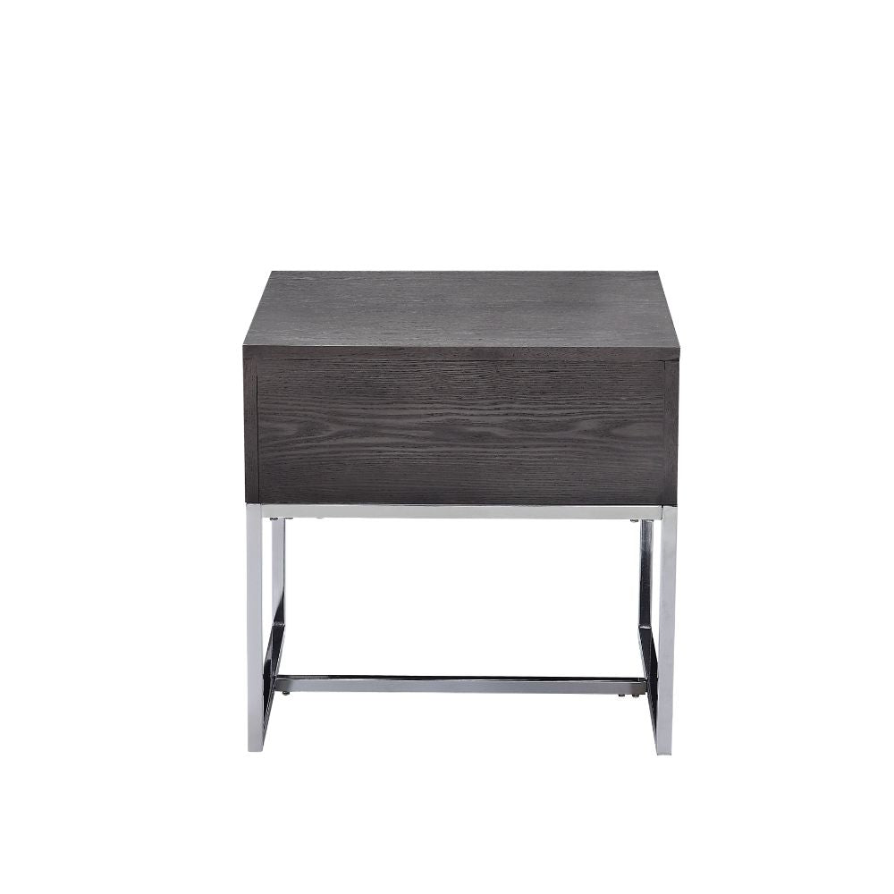 Iban Gray Oak & Chrome Finish End Table