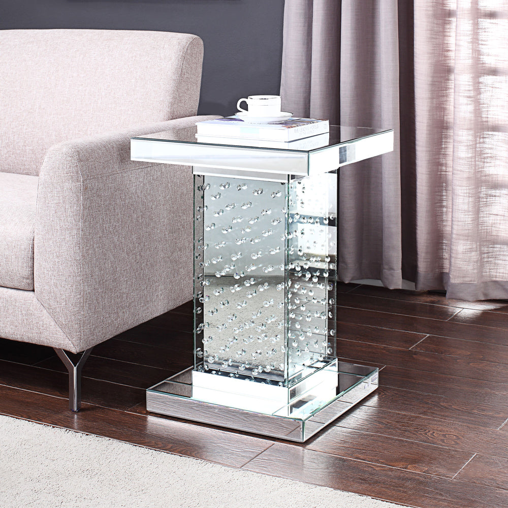 Nysa Mirrored & Faux Crystals End Table