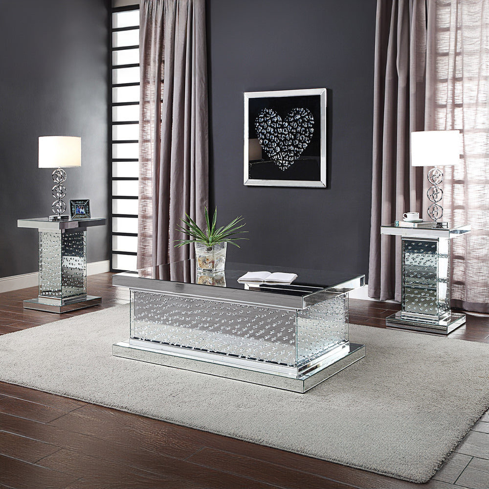 Nysa Mirrored & Faux Crystals End Table