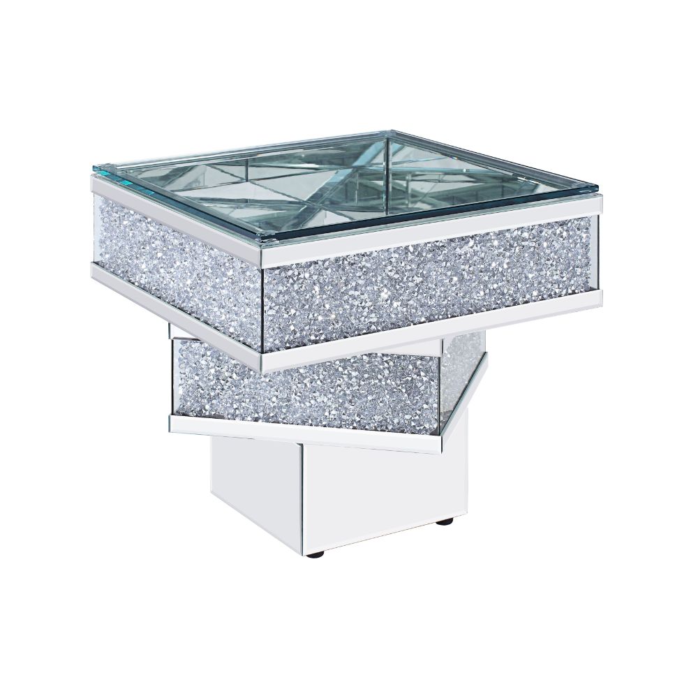 Noralie Mirrored & Faux Diamonds End Table