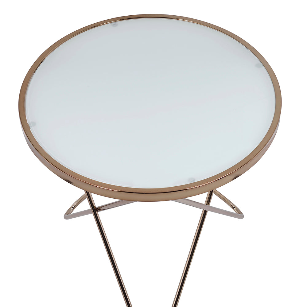 Valora Frosted Glass Top & Champagne Finish End Table