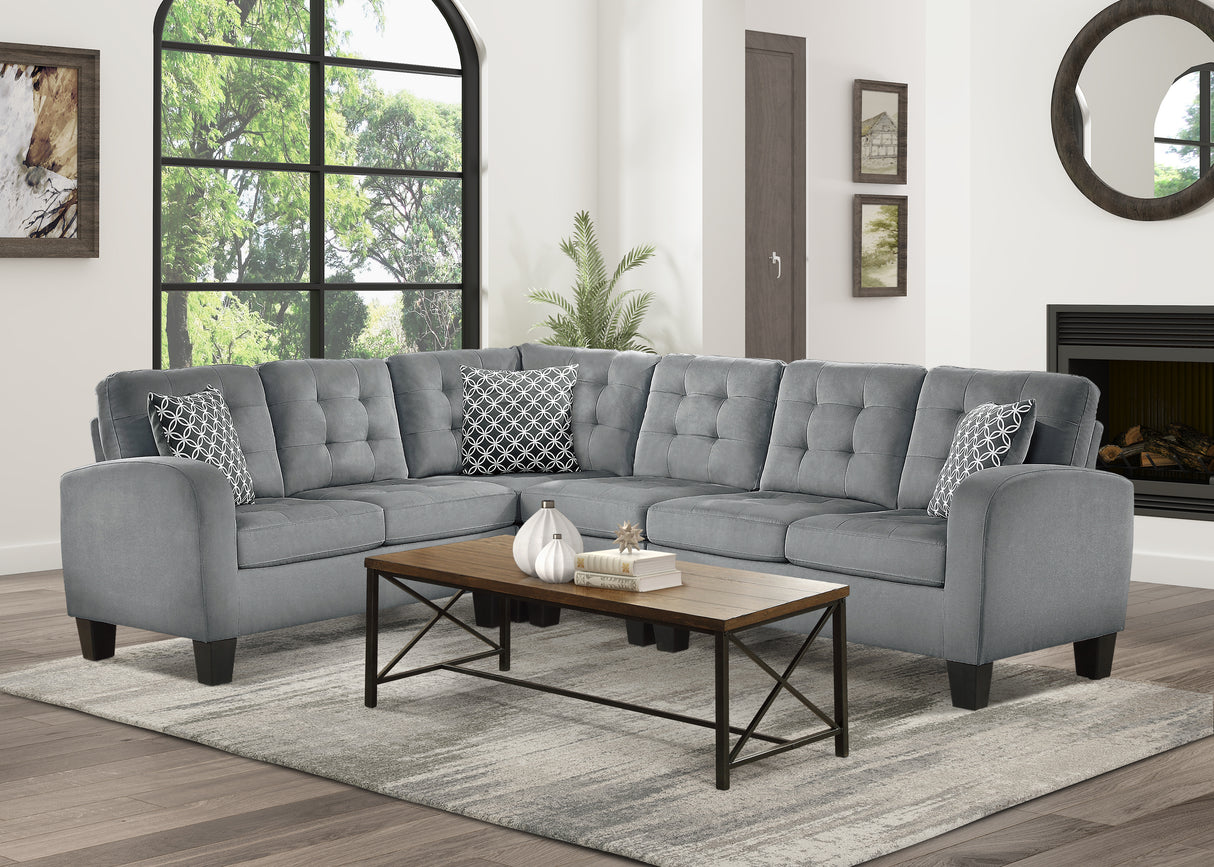 Sinclair Gray 2-Piece Reversible Sectional