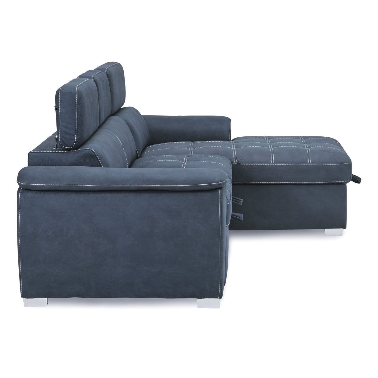 Ferriday 2-Piece Sectional With Adjustable Headrests, Pull-Out Bed And Right Chaise Hidden Storage