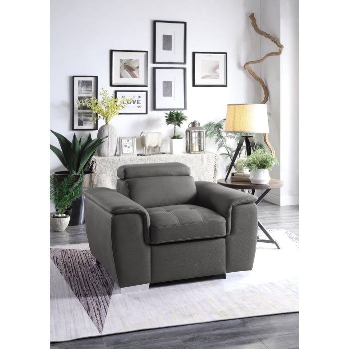 Ferriday Gray Chair with Pull-out Ottoman