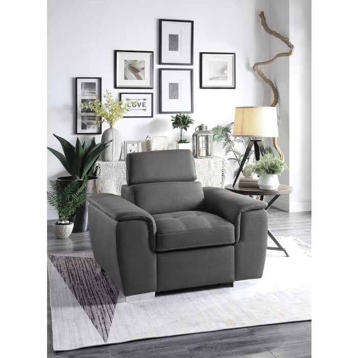Ferriday Gray Chair with Pull-out Ottoman
