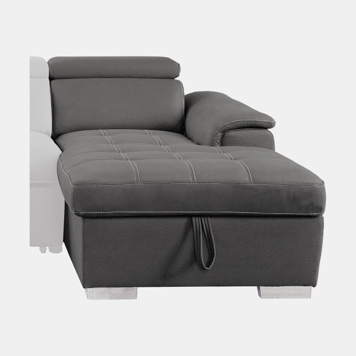 Ferriday 2-Piece Sectional With Adjustable Headrests, Pull-Out Bed And Right Chaise Hidden Storage