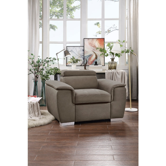 Ferriday Taupe Chair with Pull-out Ottoman
