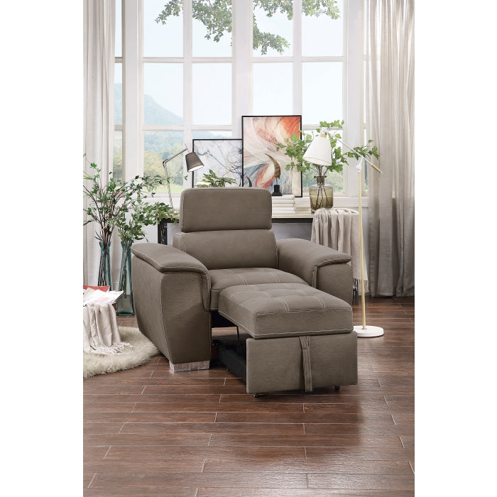 Ferriday Taupe Chair with Pull-out Ottoman