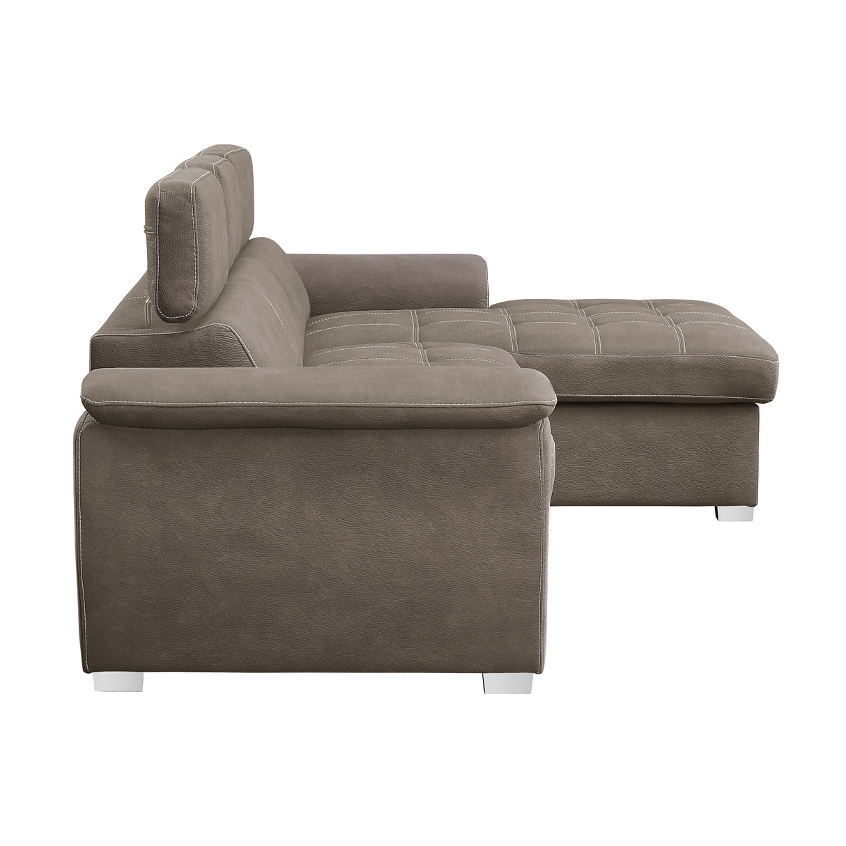 Ferriday 2-Piece Sectional With Adjustable Headrests, Pull-Out Bed And Right Chaise Hidden Storage