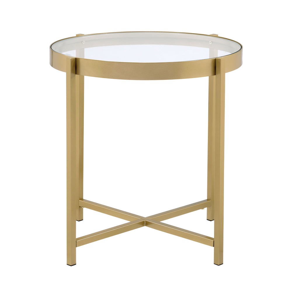 Charrot Clear Glass Top & Gold Finish End Table