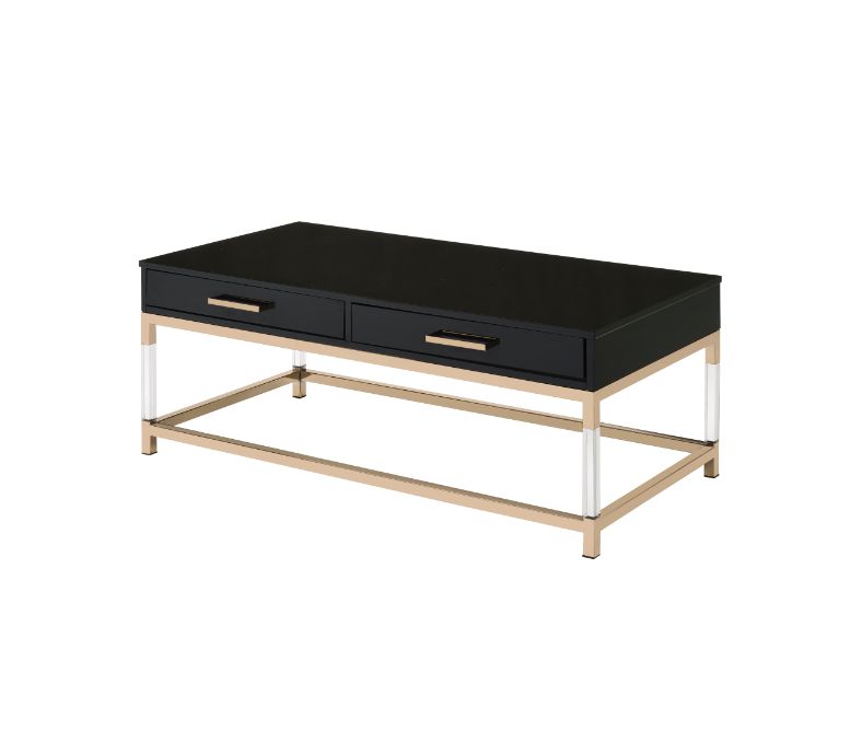Adiel Black High Gloss & Gold Finish Coffee Table