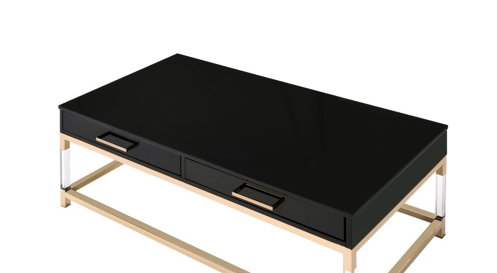Adiel Black High Gloss & Gold Finish Coffee Table