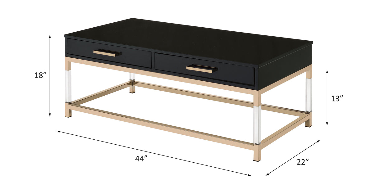 Adiel Black High Gloss & Gold Finish Coffee Table