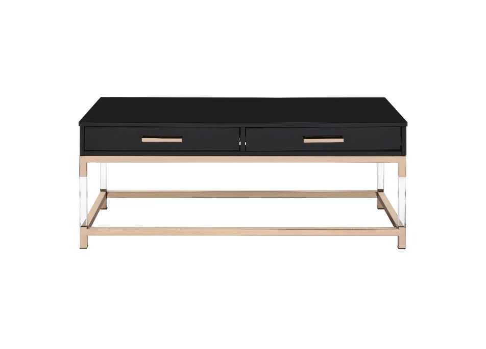 Adiel Black High Gloss & Gold Finish Coffee Table