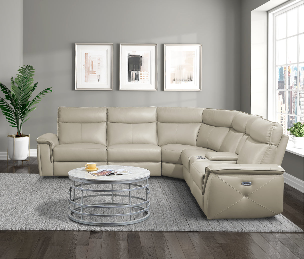 Maroni 6-Piece Modular Power Reclining Sectional With Headrests