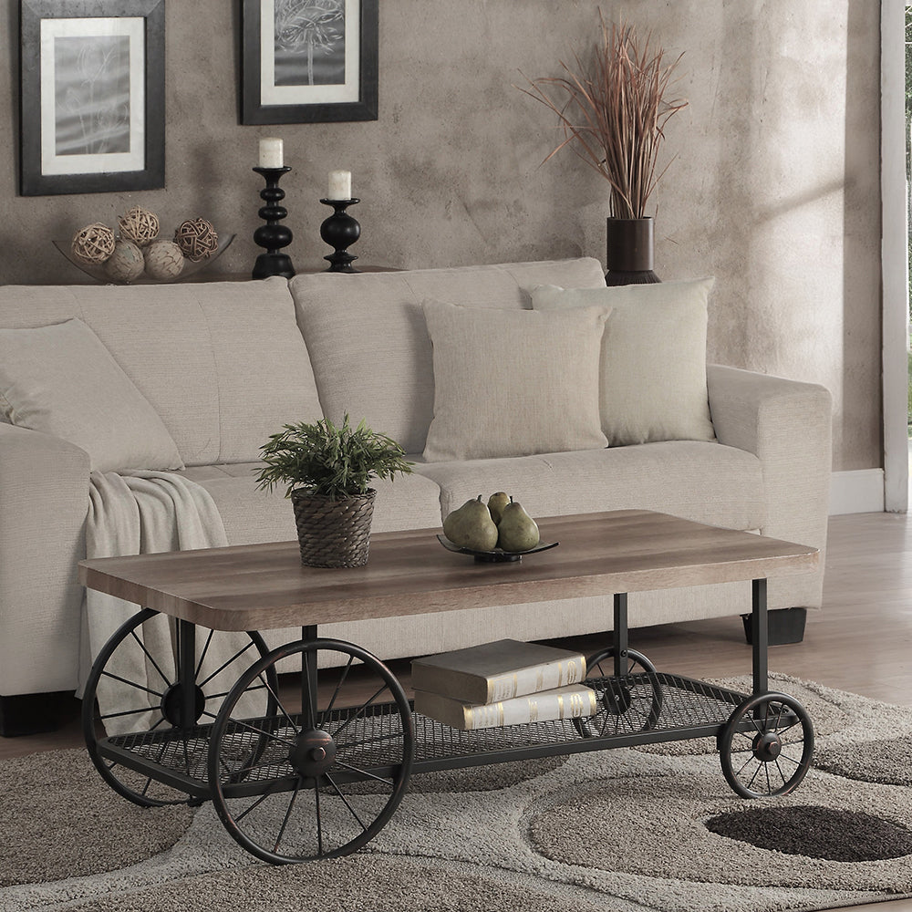 Francie Oak & Antique Gray Finish Coffee Table