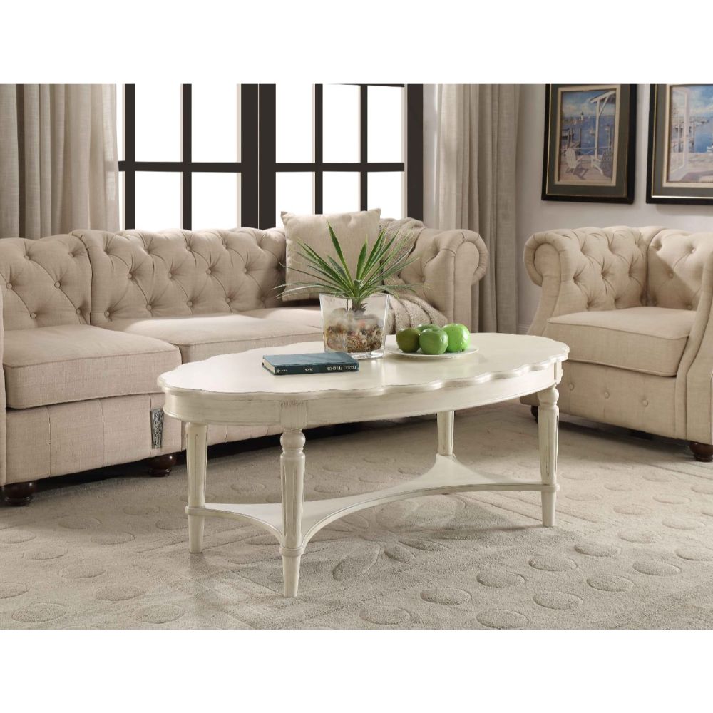 Fordon French Antique White Finish Coffee Table