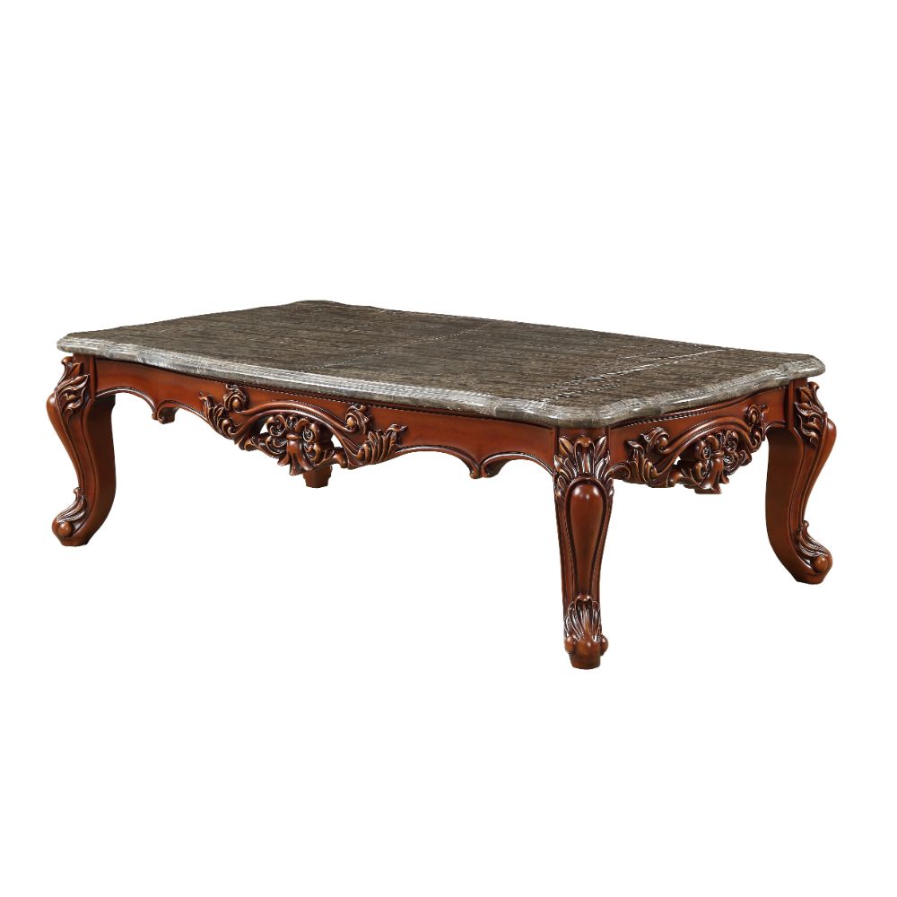 Eustoma Marble Top & Walnut Finish Coffee Table