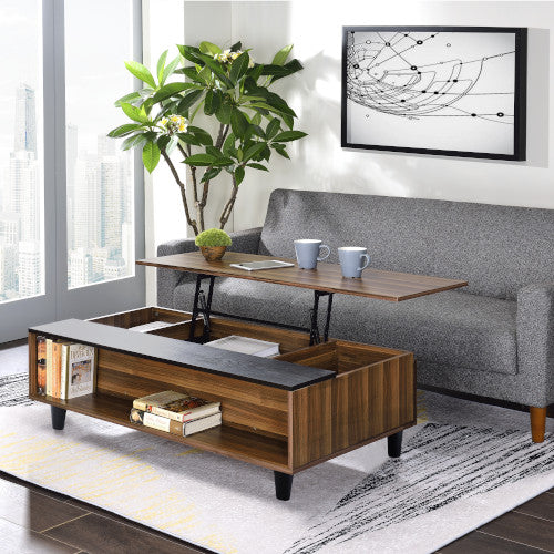 Avala Walnut & Black Finish Coffee Table