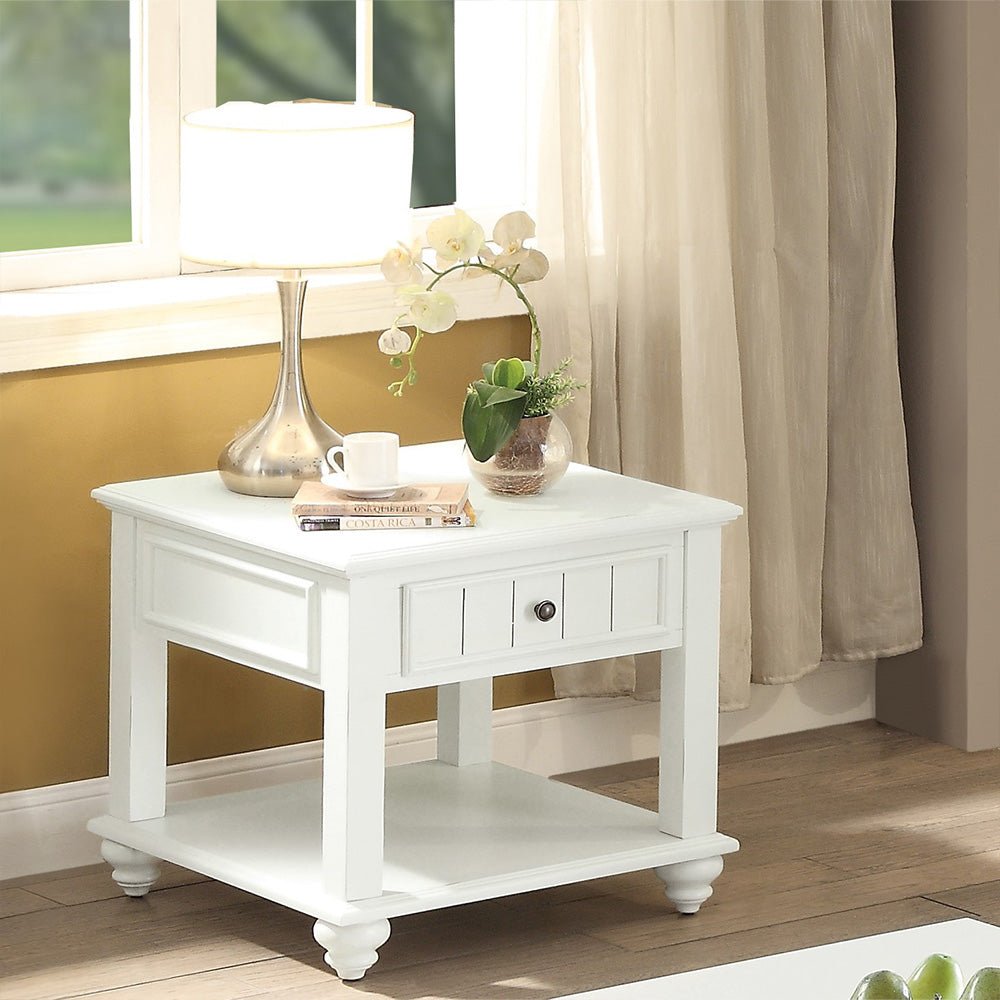 Natesa White Washed Finish End Table