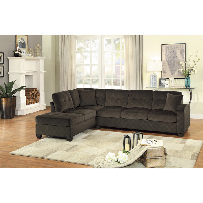 Emilio Exposed Feet With Faux Wood 2-Piece Reversible Sectional Chaise