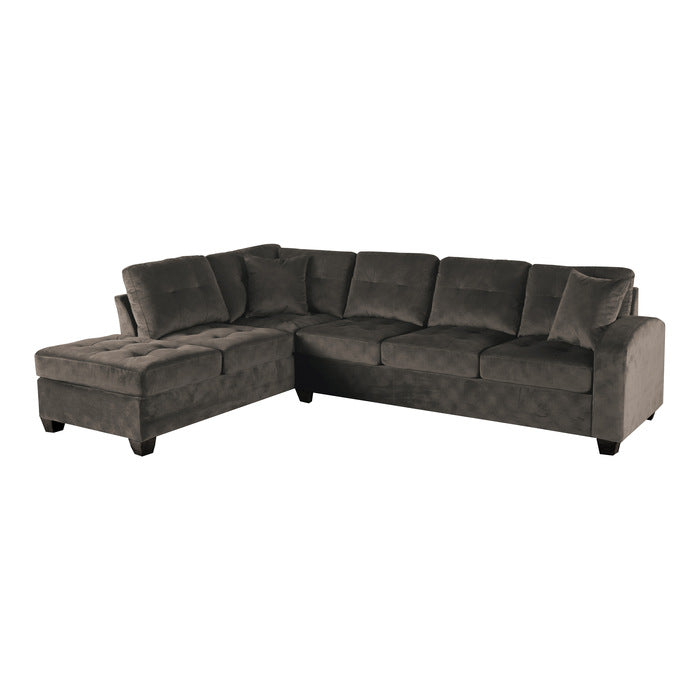 Emilio Exposed Feet With Faux Wood 2-Piece Reversible Sectional Chaise