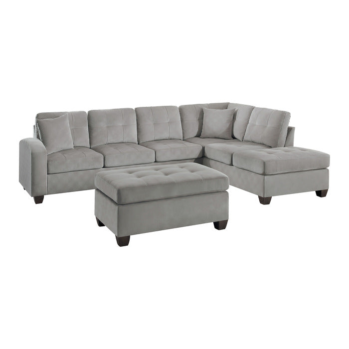 Emilio Exposed Legs With Brown 3-Piece Reversible Sectional Ottoman