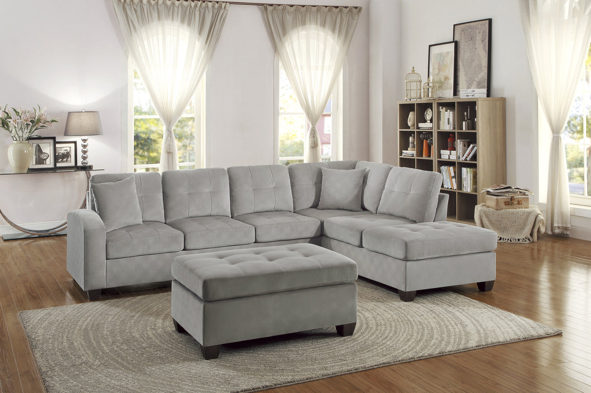 Emilio Exposed Feet With Faux Wood 2-Piece Reversible Sectional Chaise