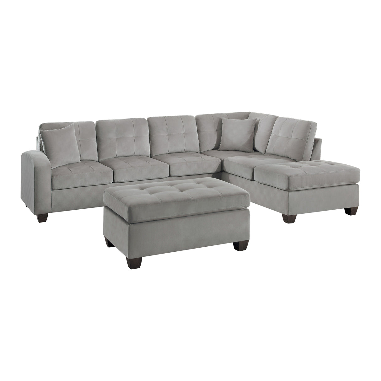 Emilio Exposed Legs With Brown 3-Piece Reversible Sectional Ottoman
