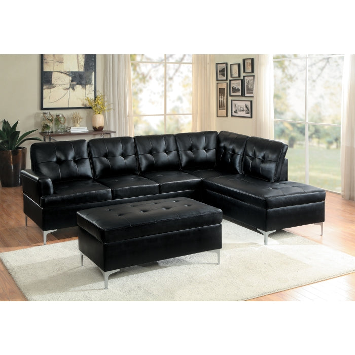 Barrington Exposed Metal Legs With Silver 3-Piece Sectional Right Chaise And Ottoman