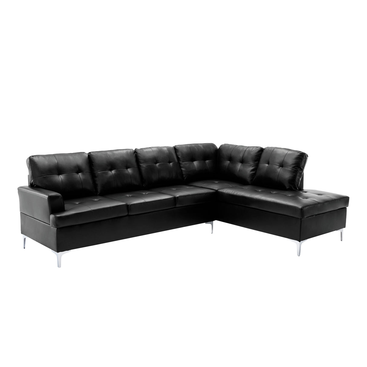 Barrington Exposed Metal Legs With Silver 3-Piece Sectional Right Chaise And Ottoman