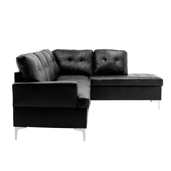 Barrington Exposed Metal Legs With Silver 3-Piece Sectional Right Chaise And Ottoman