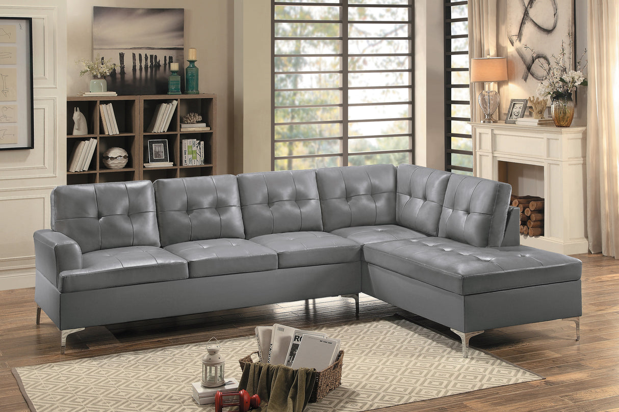 Barrington Exposed Metal Feet With Silver 2-Piece Sectional Right Chaise
