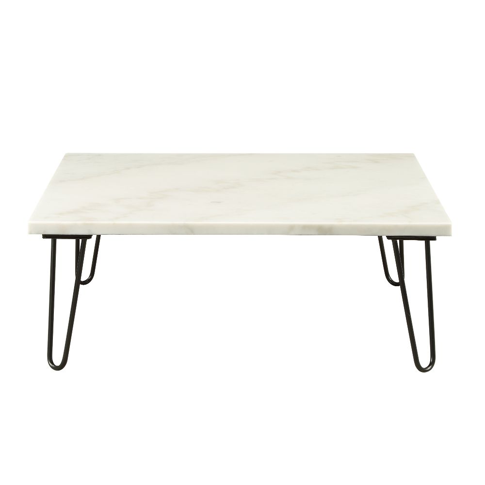 Telestis White Marble Top & Black Finish Coffee Table