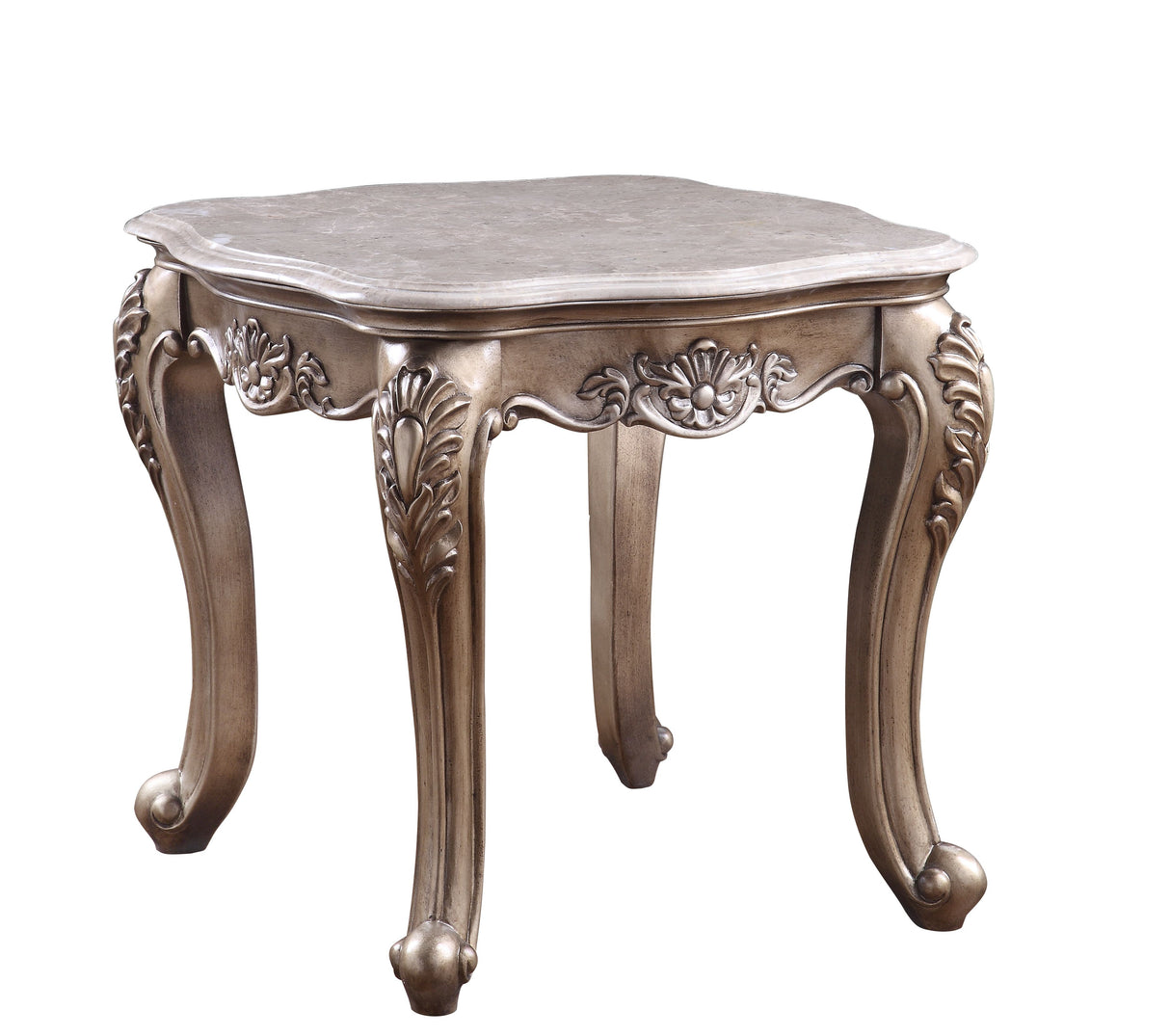 Jayceon Marble Top & Champagne Finish End Table