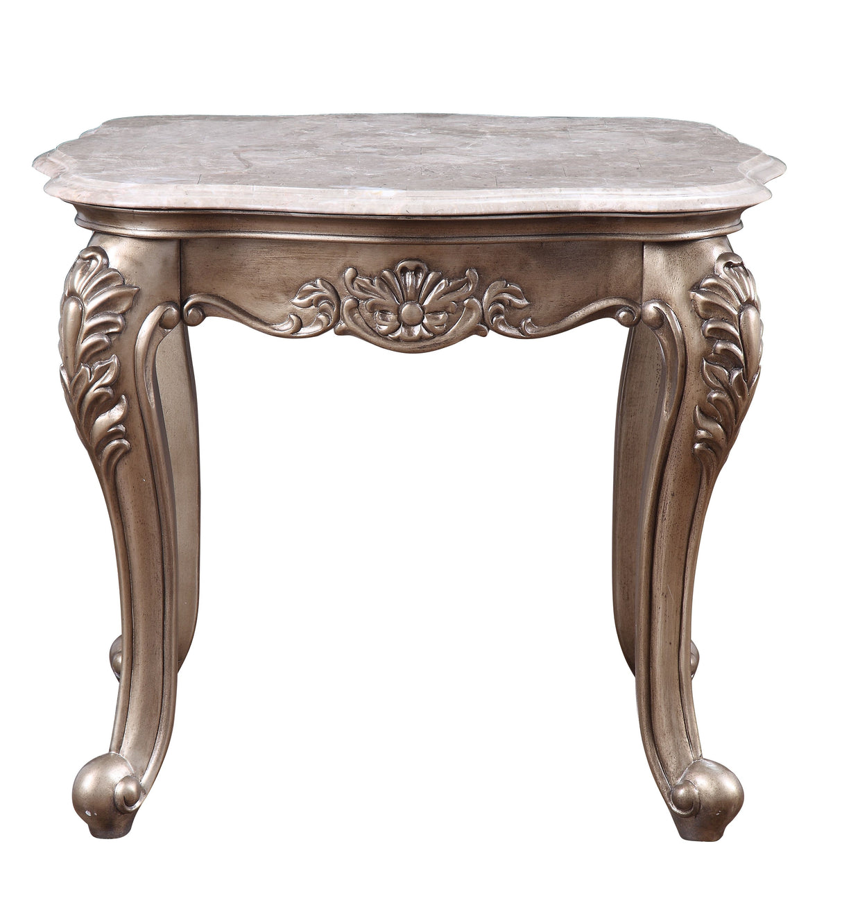 Jayceon Marble Top & Champagne Finish End Table
