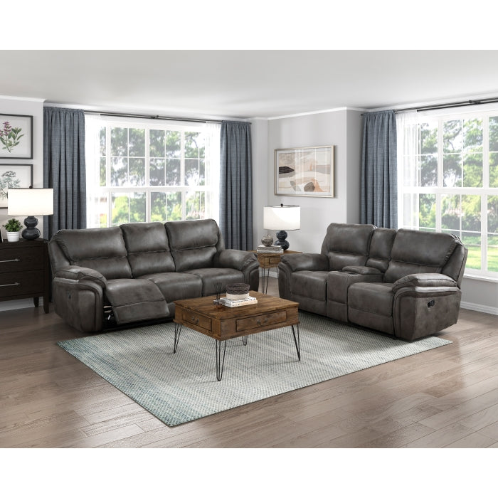 Proctor Gray Microfiber Double Reclining Sofa
