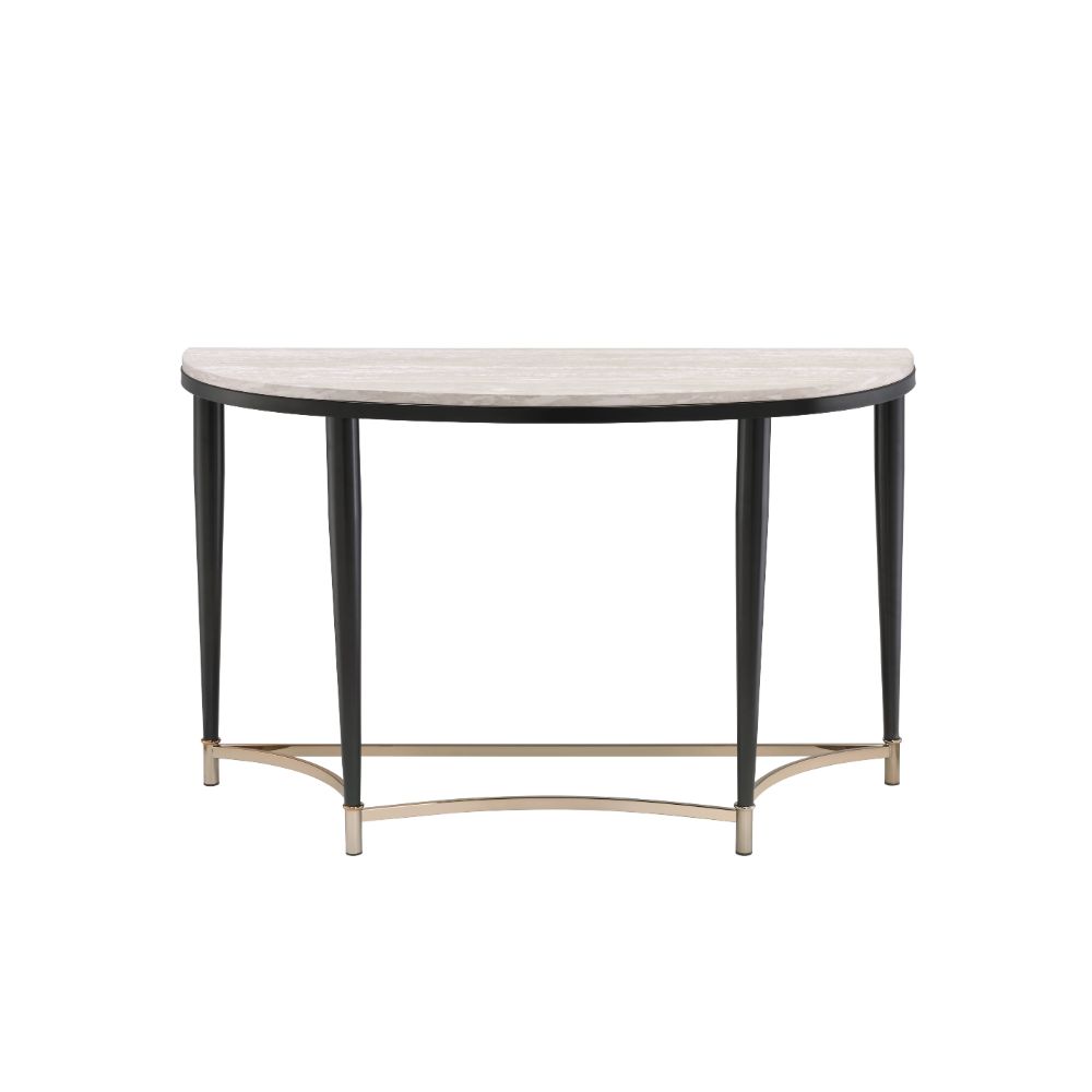 Ayser White Washed & Black Finish Accent Table