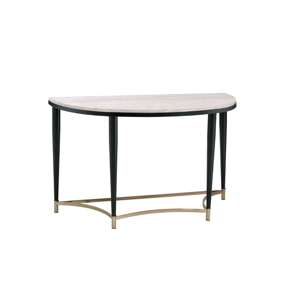 Ayser White Washed & Black Finish Accent Table