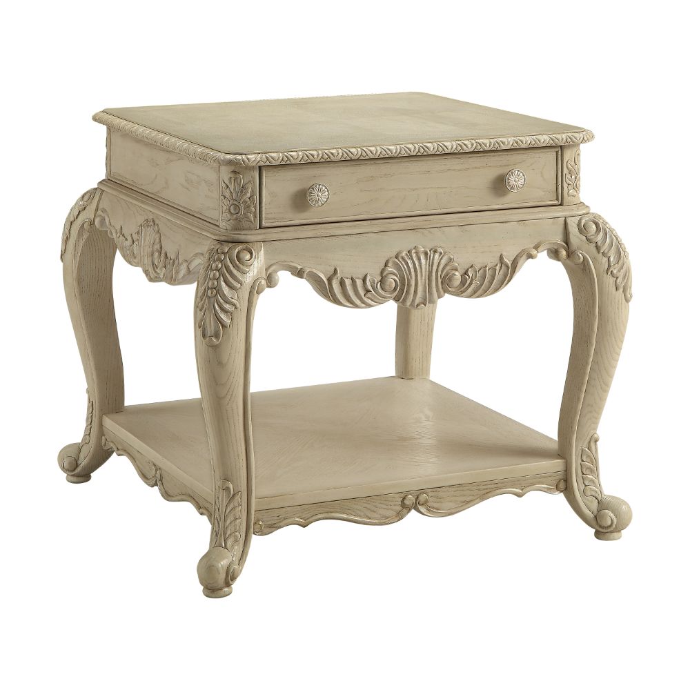 Ragenardus Antique White Finish End Table