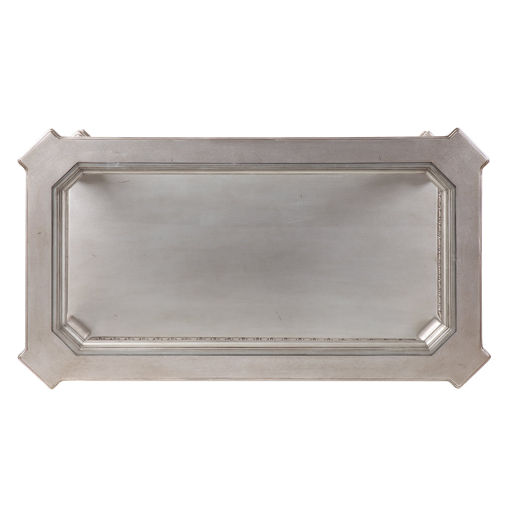 Northville Clear Glass & Antique Silver Finish Coffee Table