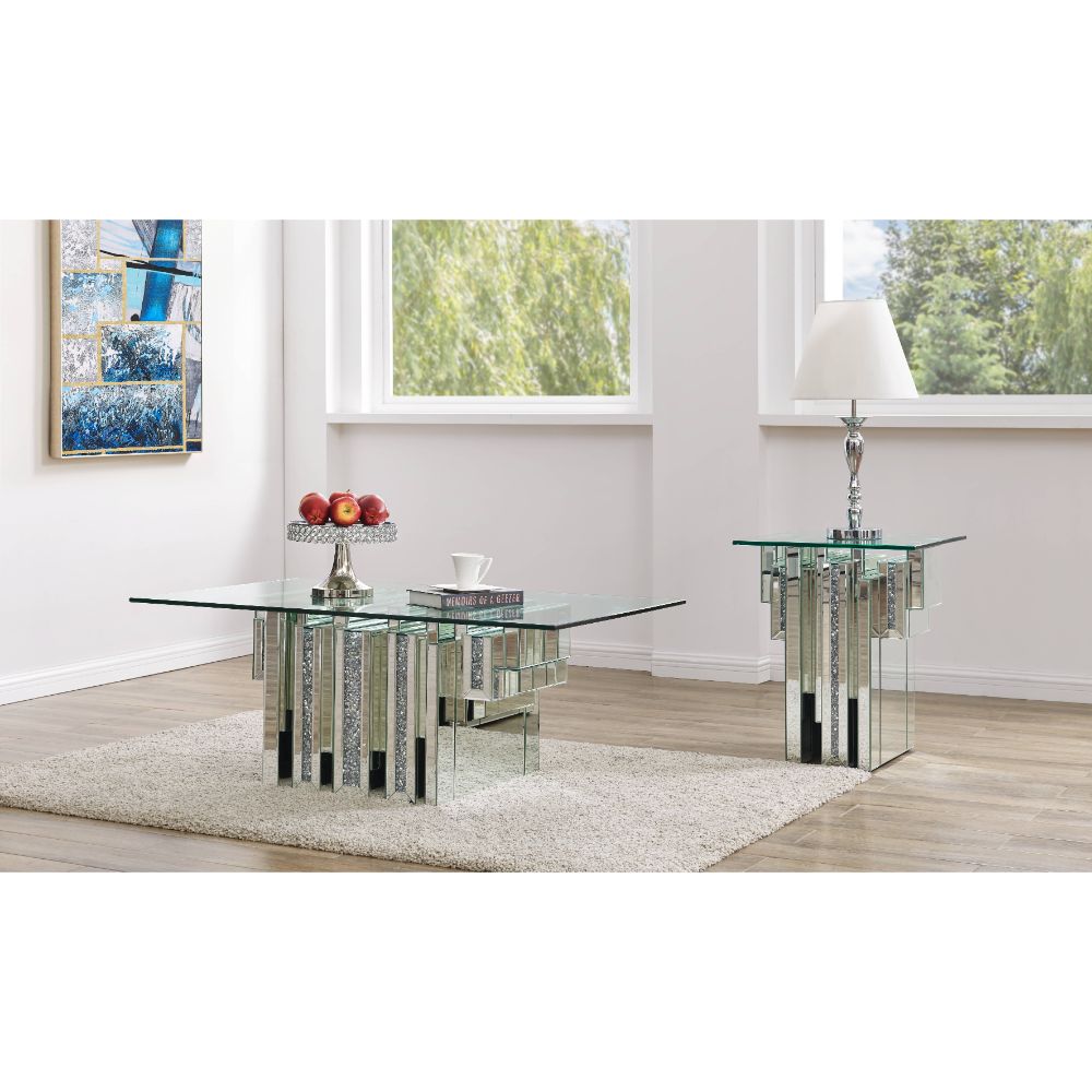Noralie Mirrored & Faux Diamonds Coffee Table