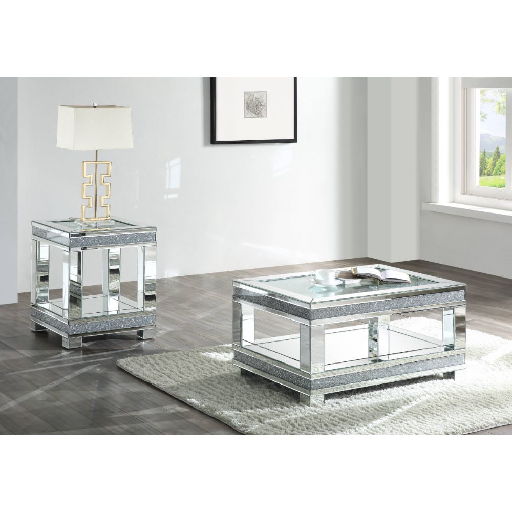 Noralie Mirrored & Faux Diamonds Coffee Table