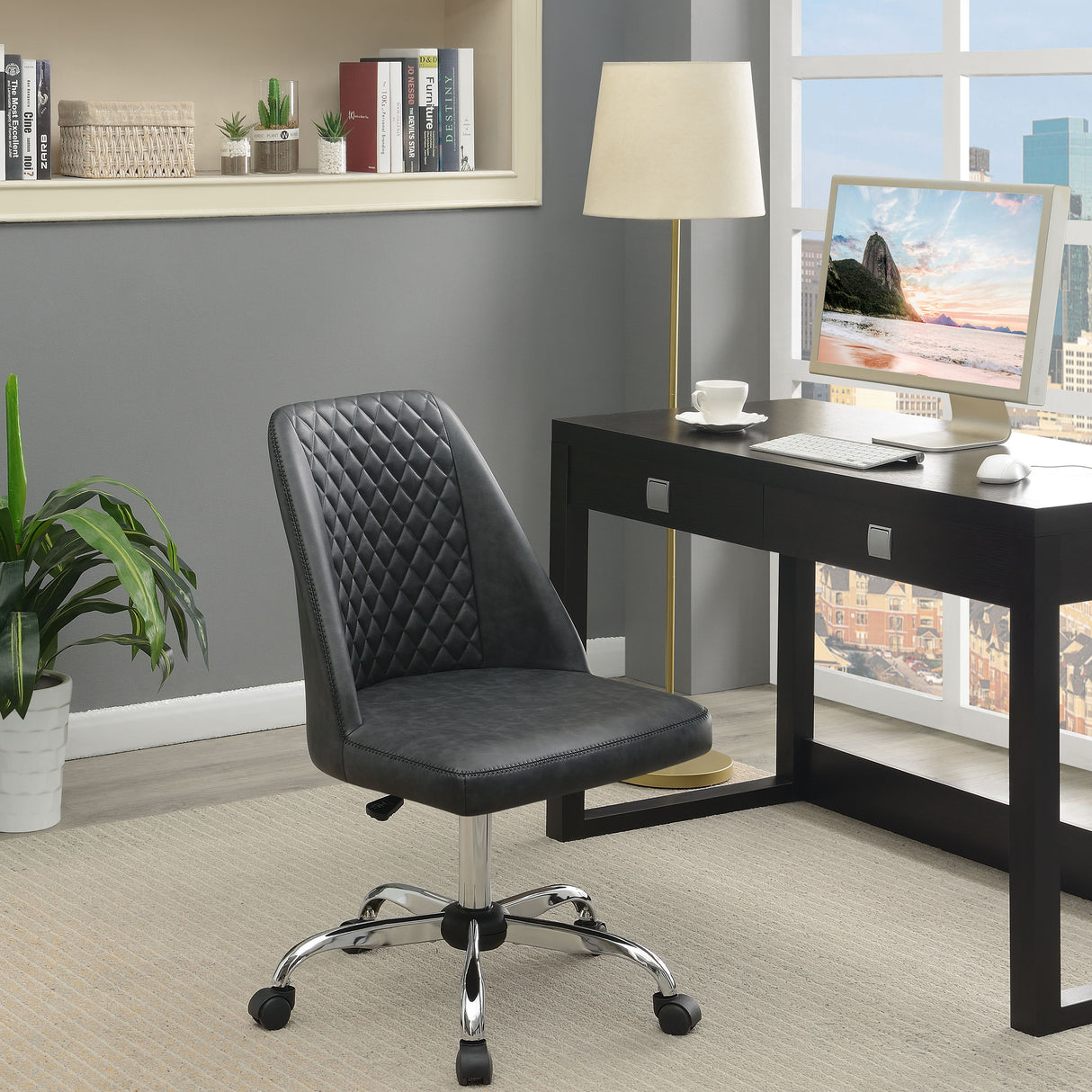 Althea Upholstered Tufted Back Office Chair Grey And Chrome