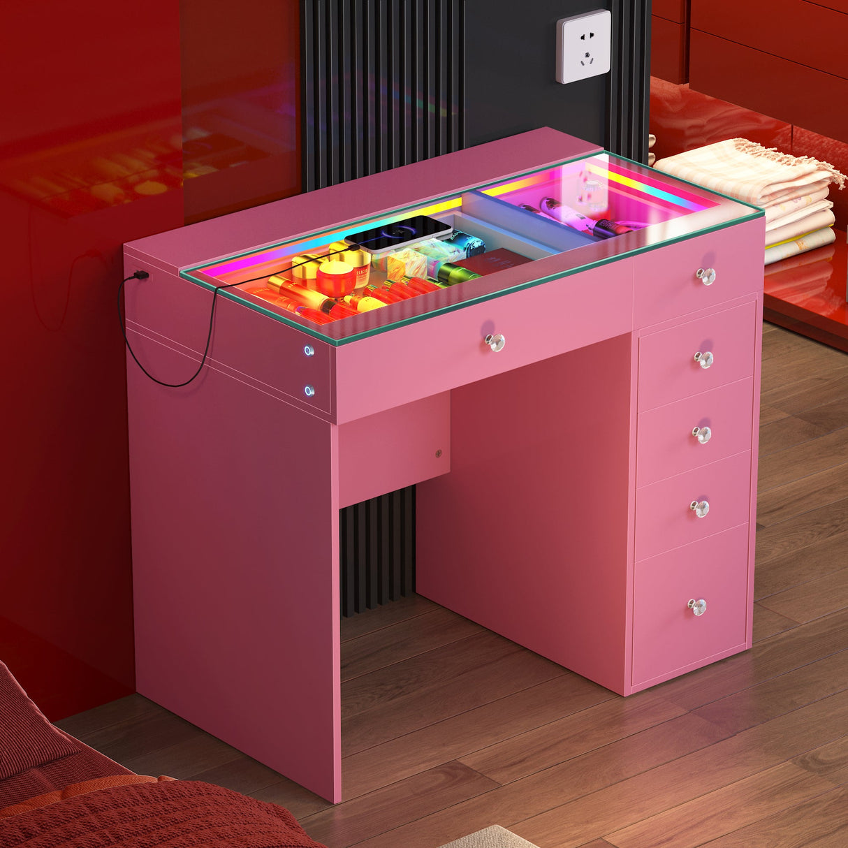 Mini Diana Vanity Desk- 6 Storage Drawers