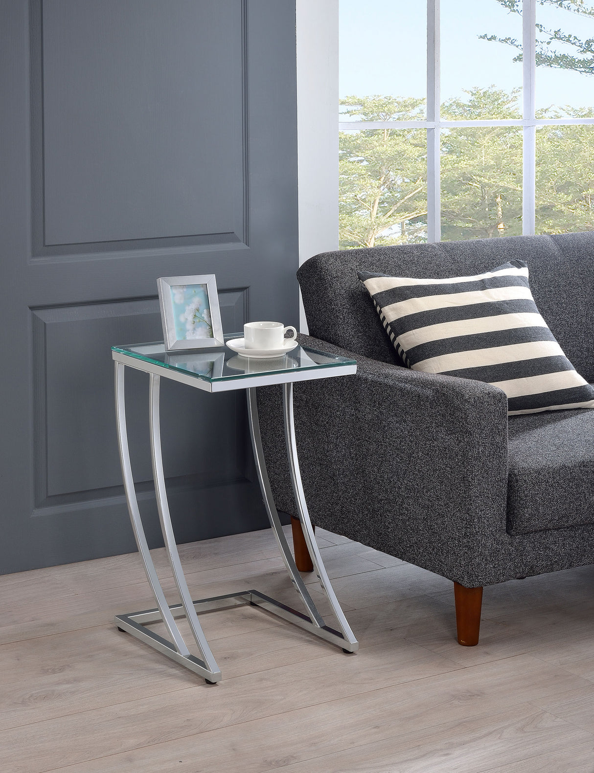 Cayden Rectangular Top Accent Table Chrome And Clear