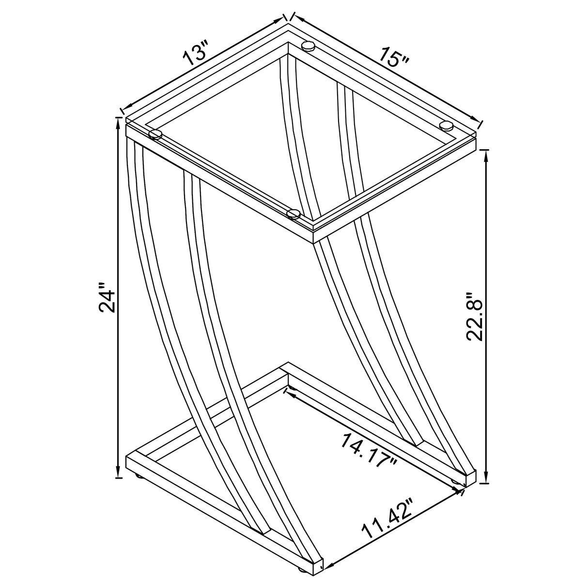 Cayden Rectangular Top Accent Table Chrome And Clear