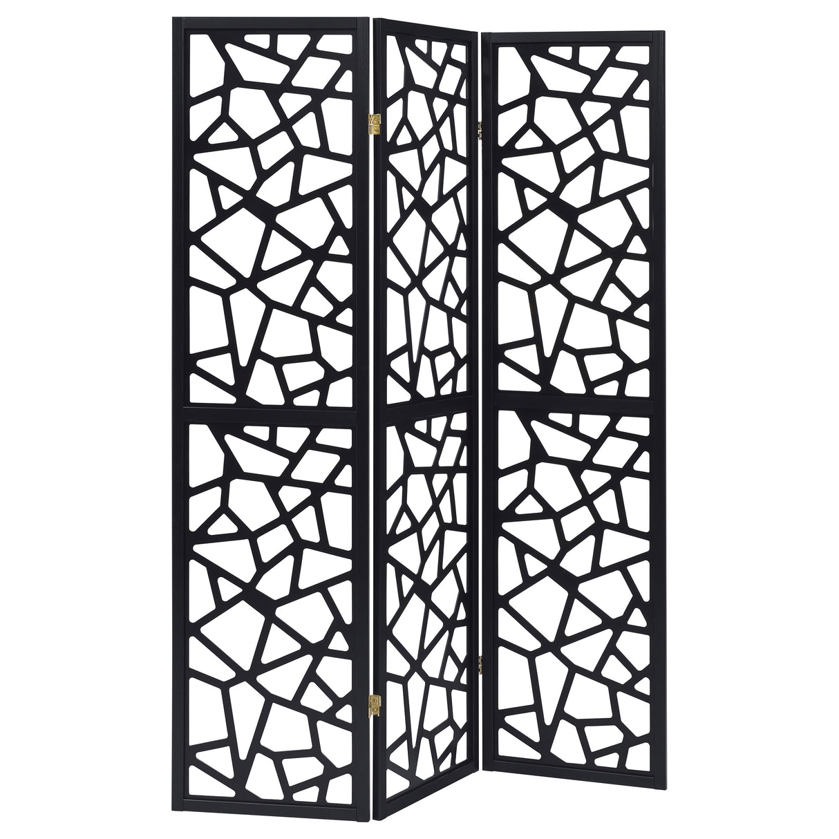 Nailan 3-Panel Open Mosaic Pattern Room Divider Black