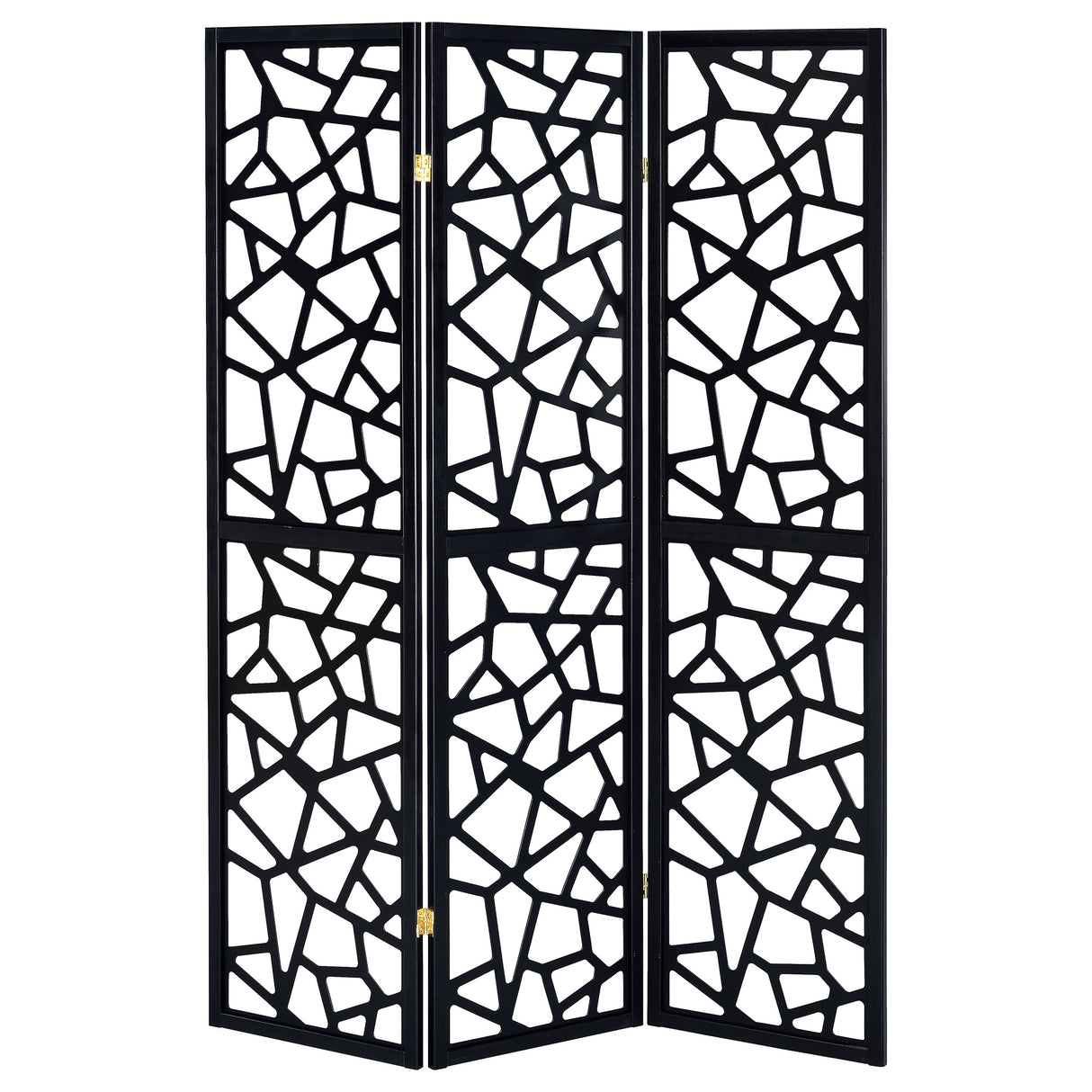 Nailan 3-Panel Open Mosaic Pattern Room Divider Black